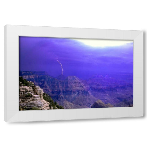 AZ, Grand Canyon, Lightning storm over the canyon White Modern Wood Framed Art Print by Welling, Dave