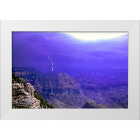 AZ, Grand Canyon, Lightning storm over the canyon White Modern Wood Framed Art Print by Welling, Dave