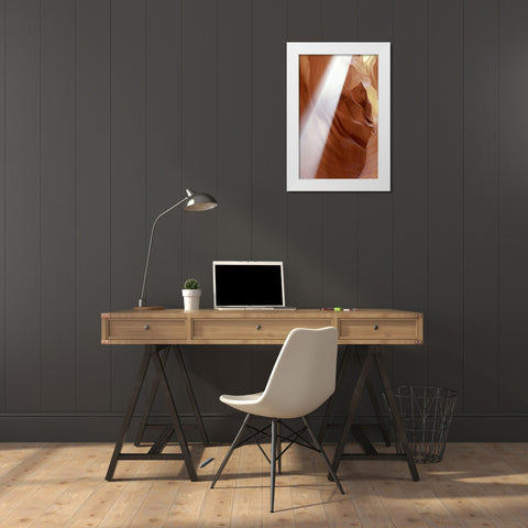 Arizona, Antelope Canyon Sun in a slot canyon White Modern Wood Framed Art Print by OBrien, Jay