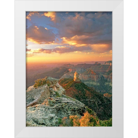 AZ, Grand Canyon, Point Imperial at sunrise White Modern Wood Framed Art Print by Welling, Dave