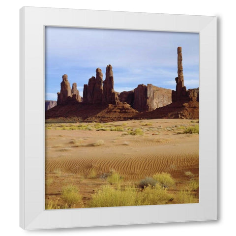 AZ, Monument Valley Sandstone spires in plateau White Modern Wood Framed Art Print by Talbot Frank, Christopher