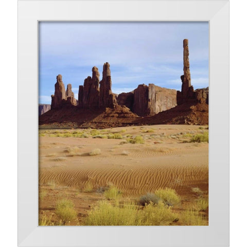 AZ, Monument Valley Sandstone spires in plateau White Modern Wood Framed Art Print by Talbot Frank, Christopher