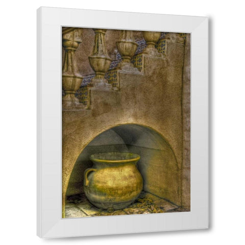 AZ, Sedona Ceramic pot in niche under stairway White Modern Wood Framed Art Print by OBrien, Jay