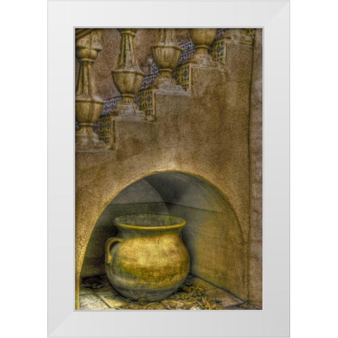 AZ, Sedona Ceramic pot in niche under stairway White Modern Wood Framed Art Print by OBrien, Jay