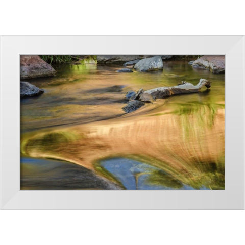 USA, Arizona, Sedona Autumn reflections on water White Modern Wood Framed Art Print by OBrien, Jay