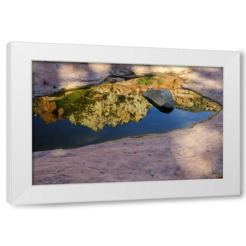 Arizona, Sedona Autumn reflection in water White Modern Wood Framed Art Print by OBrien, Jay
