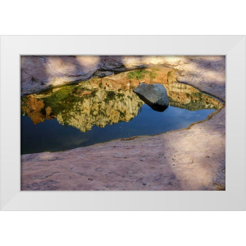 Arizona, Sedona Autumn reflection in water White Modern Wood Framed Art Print by OBrien, Jay