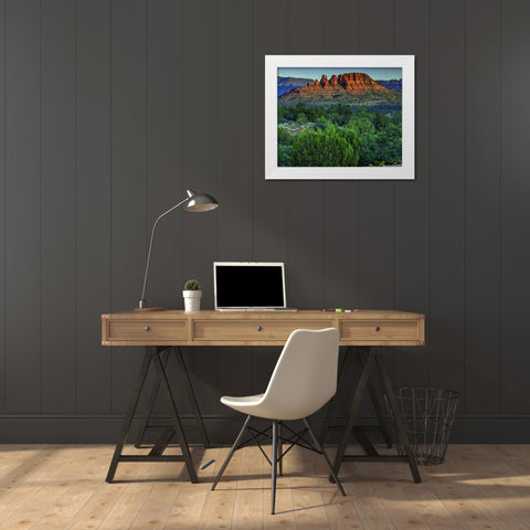 Arizona Sunset landscape in Red Rocks State Park White Modern Wood Framed Art Print by OBrien, Jay