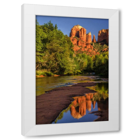 USA, Arizona Cathedral Rock reflects in creek White Modern Wood Framed Art Print by OBrien, Jay