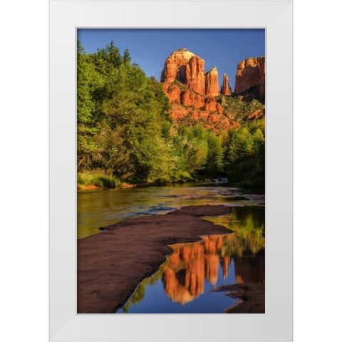 USA, Arizona Cathedral Rock reflects in creek White Modern Wood Framed Art Print by OBrien, Jay