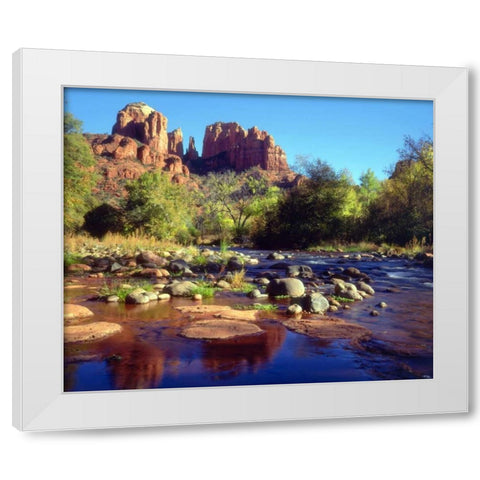 Arizona, Sedona Cathedral Rock and Oak Creek White Modern Wood Framed Art Print by Talbot Frank, Christopher