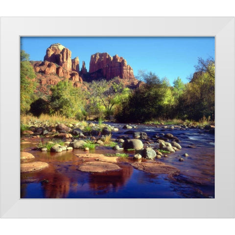 Arizona, Sedona Cathedral Rock and Oak Creek White Modern Wood Framed Art Print by Talbot Frank, Christopher