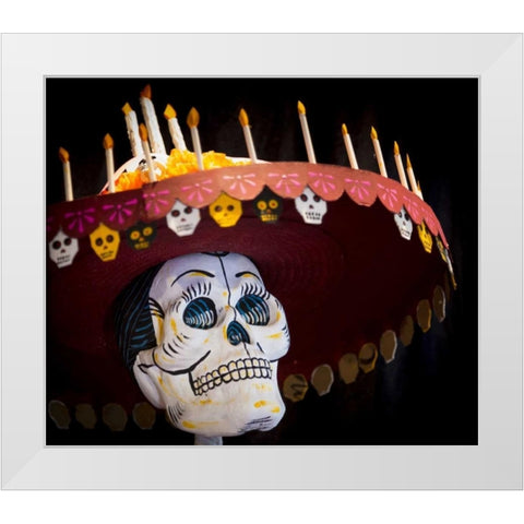 Arizona, Phoenix Art of skeleton wearing a hat White Modern Wood Framed Art Print by Kaveney, Wendy