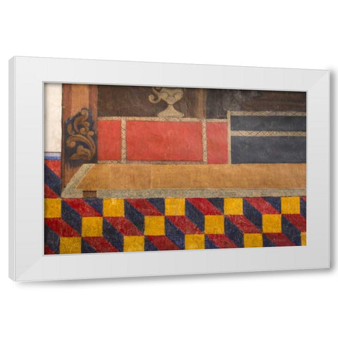 AZ, San Xavier del Bac MissionWall paintings White Modern Wood Framed Art Print by Kaveney, Wendy