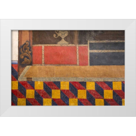 AZ, San Xavier del Bac MissionWall paintings White Modern Wood Framed Art Print by Kaveney, Wendy