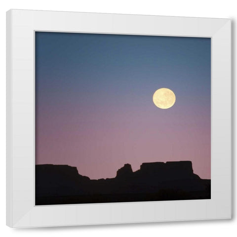 USA, Arizona Moonrise over butte White Modern Wood Framed Art Print by Paulson, Don