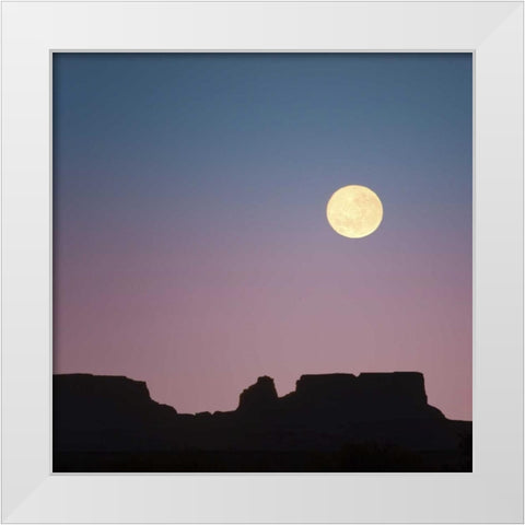 USA, Arizona Moonrise over butte White Modern Wood Framed Art Print by Paulson, Don