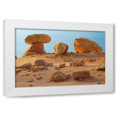 Arizona, Lake Powell, Padre Bay Rock formations White Modern Wood Framed Art Print by Paulson, Don
