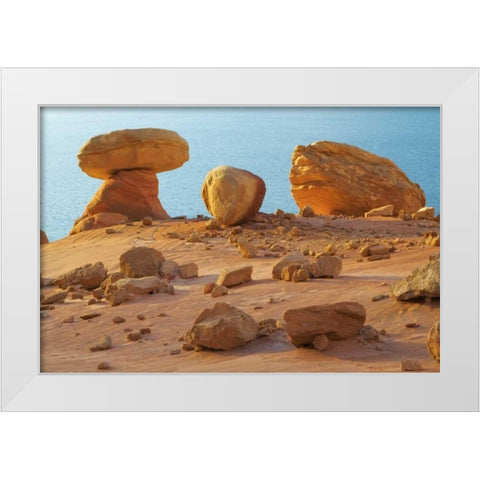 Arizona, Lake Powell, Padre Bay Rock formations White Modern Wood Framed Art Print by Paulson, Don