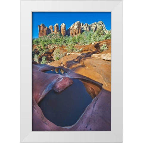 USA, Arizona, Sedona Water pools in rock White Modern Wood Framed Art Print by Rotenberg, Nancy