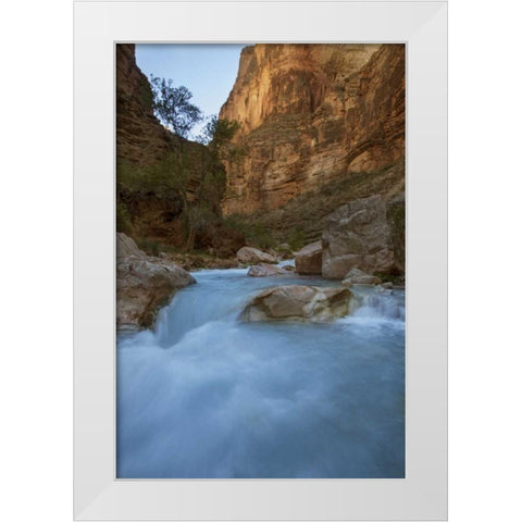 AZ, Grand Canyon, Havasu Creeks through a gorge White Modern Wood Framed Art Print by Grall, Don