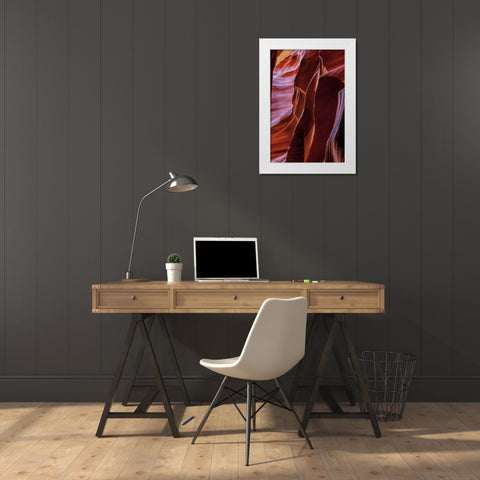 Arizona, Paige Rock patterns in Antelope Canyon White Modern Wood Framed Art Print by OBrien, Jay