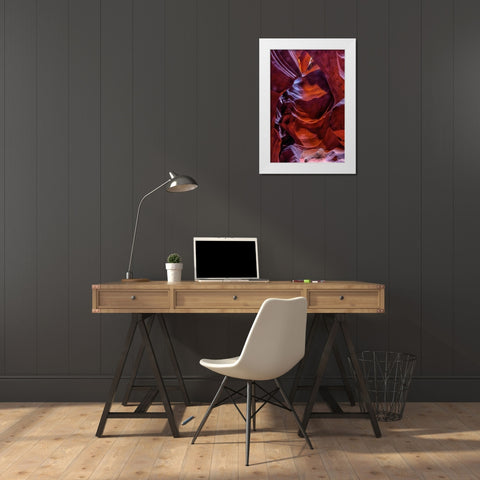 Arizona, Paige Rock patterns in Antelope Canyon White Modern Wood Framed Art Print by OBrien, Jay