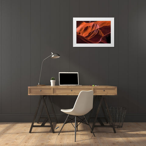 Arizona, Paige Rock patterns in Antelope Canyon White Modern Wood Framed Art Print by OBrien, Jay
