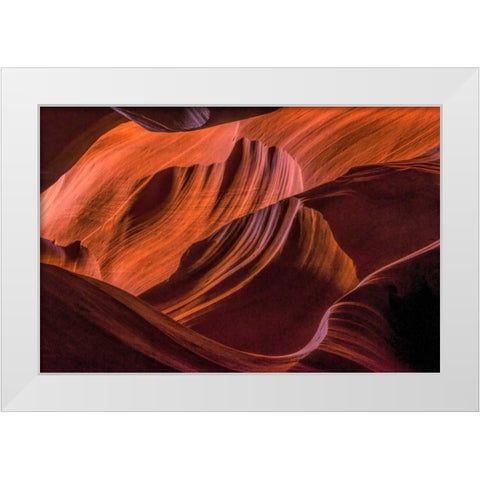 Arizona, Paige Rock patterns in Antelope Canyon White Modern Wood Framed Art Print by OBrien, Jay