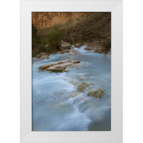 AZ, Grand Canyon, Havasu Creeks through canyon White Modern Wood Framed Art Print by Grall, Don