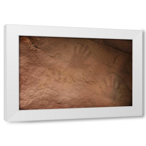AZ, Grand Canyon, Ancient Anasazi hand prints White Modern Wood Framed Art Print by Grall, Don