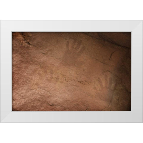 AZ, Grand Canyon, Ancient Anasazi hand prints White Modern Wood Framed Art Print by Grall, Don