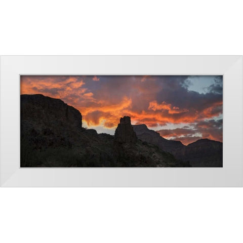Arizona, Grand Canyon NP Sunset on canyon cliffs White Modern Wood Framed Art Print by Grall, Don
