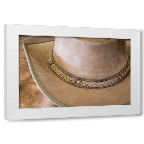 USA, Arizona, Tucson Close-up of cowboy hat White Modern Wood Framed Art Print by Paulson, Don