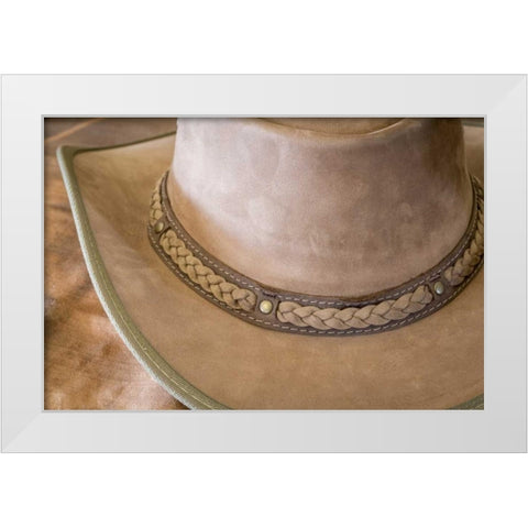 USA, Arizona, Tucson Close-up of cowboy hat White Modern Wood Framed Art Print by Paulson, Don