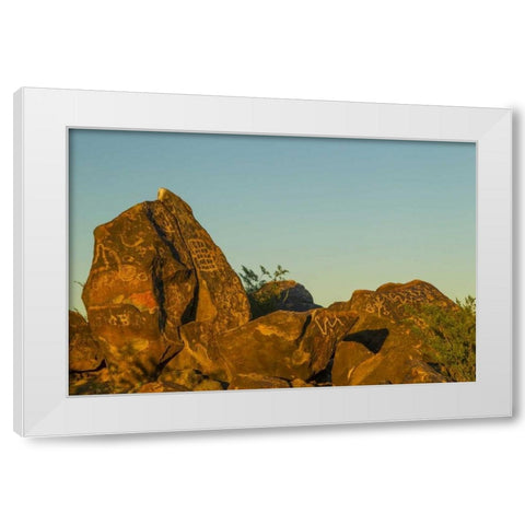 Arizona, Painted Rocks Rocks with petroglyphs White Modern Wood Framed Art Print by Illg, Cathy and Gordon