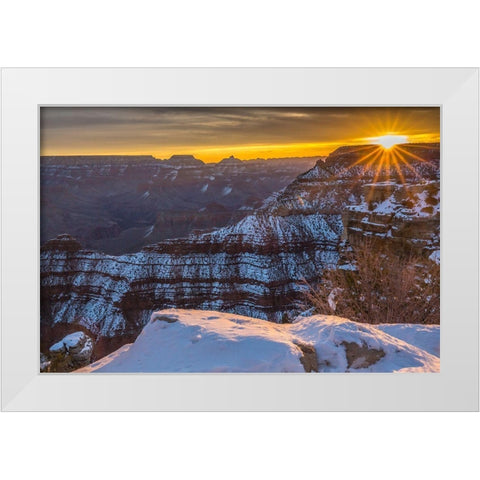 Arizona-Grand Canyon National Park Sunrise on Mather Point White Modern Wood Framed Art Print by Jaynes Gallery
