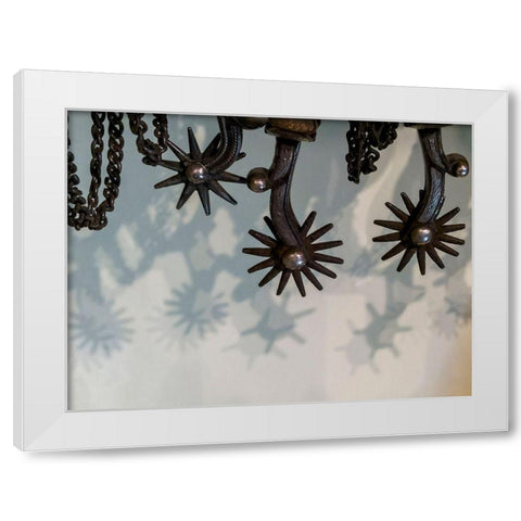 Arizona-Scottsdale Cowboy spurs and shadows  White Modern Wood Framed Art Print by Jaynes Gallery