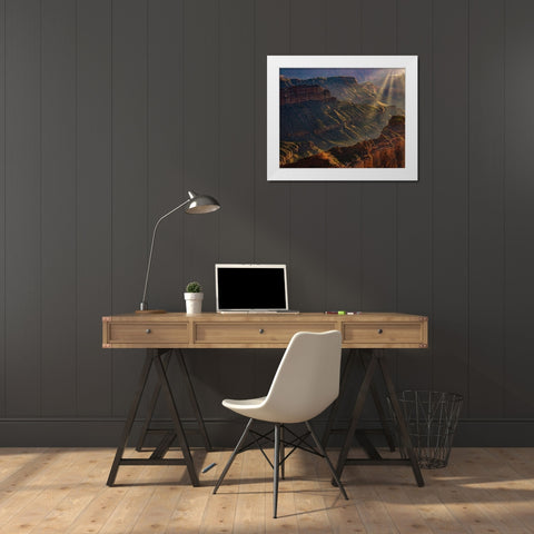 Arizona-Grand Canyon National Park North Rim of Grand Canyon at sunrise  White Modern Wood Framed Art Print by Jaynes Gallery