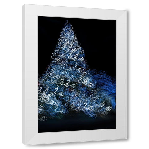 USA-Arizona-Buckeye-Abstract motion of Christmas tree at night White Modern Wood Framed Art Print by Jaynes Gallery