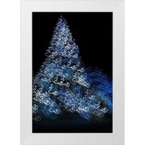 USA-Arizona-Buckeye-Abstract motion of Christmas tree at night White Modern Wood Framed Art Print by Jaynes Gallery