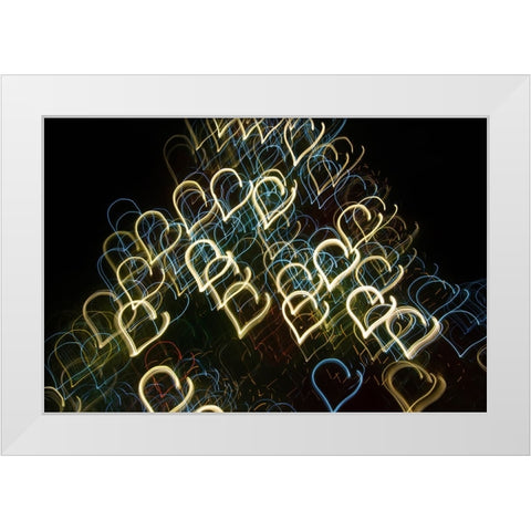 USA-Arizona-Buckeye-Abstract motion of Christmas tree at night White Modern Wood Framed Art Print by Jaynes Gallery