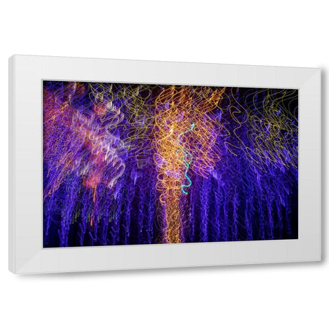 USA-Arizona-Buckeye-Abstract of multicolored Christmas lights White Modern Wood Framed Art Print by Jaynes Gallery