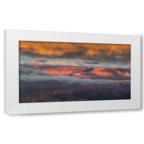 USA-Arizona-Grand Canyon-Foggy sunrise on canyon White Modern Wood Framed Art Print by Jaynes Gallery