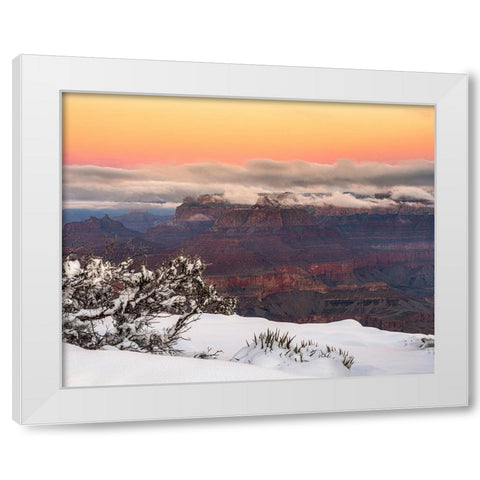 USA-Arizona-Grand Canyon-Winter sunrise on canyon White Modern Wood Framed Art Print by Jaynes Gallery