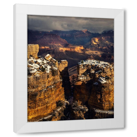 USA-Arizona-Grand Canyon-Winter sunset on canyon landscape White Modern Wood Framed Art Print by Jaynes Gallery