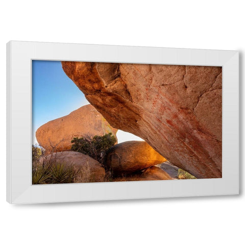 Native American pictographs at Council Rocks in the Dragoon Mountains in the Coronado National Fore White Modern Wood Framed Art Print by Haney, Chuck