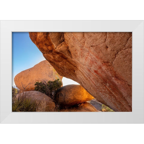 Native American pictographs at Council Rocks in the Dragoon Mountains in the Coronado National Fore White Modern Wood Framed Art Print by Haney, Chuck