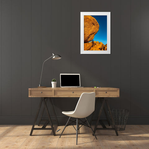 Jumbled granite boulders at Council Rocks in the Dragoon Mountains in the Coronado National Forest- White Modern Wood Framed Art Print by Haney, Chuck