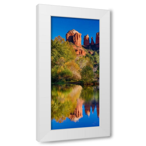 USA- Arizona- Red Rock State Park with Oak Creek and Cathedral Rock White Modern Wood Framed Art Print by Gulin, Darrell